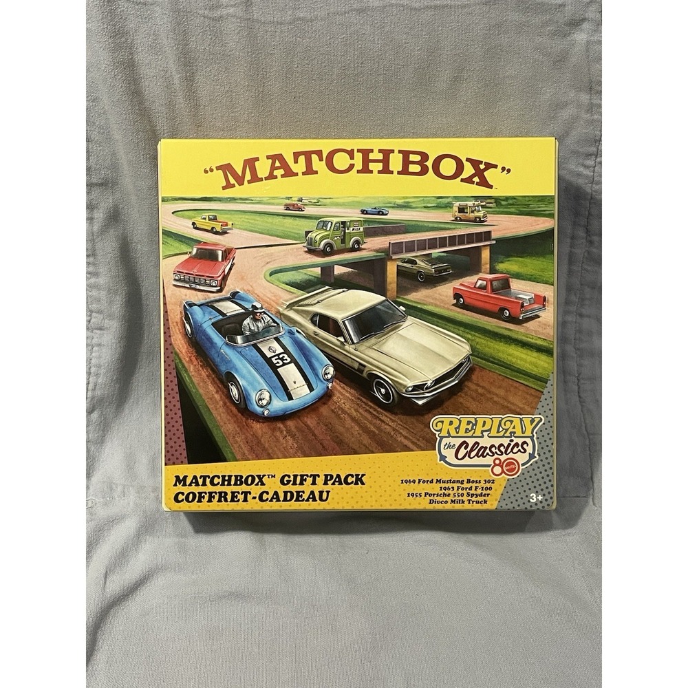 NEW Mattel "Matchbox" Replay the Classics Gift Box Mustang F-100 Spyder Divco